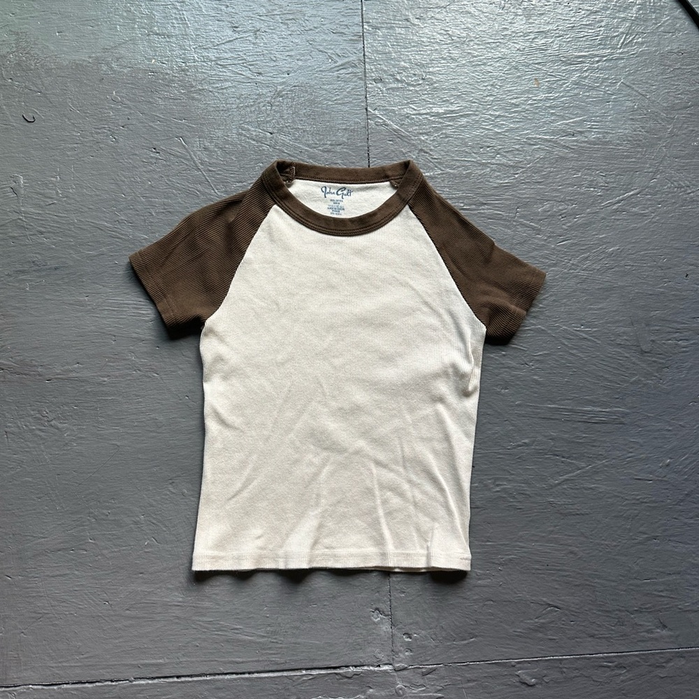 Brandy Melville Brown and White Shirt